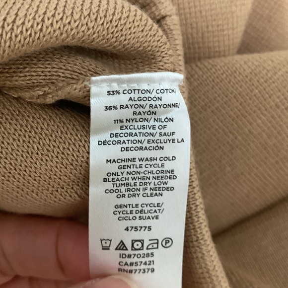 NWT Ann Taylor Camel Tan Ruffle Knit Sweater Straight Pull Up Skirt - Picture 6 of 6